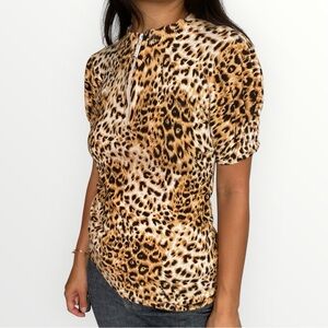 Belldini Leopard Print Knit Short Sleeve Size S